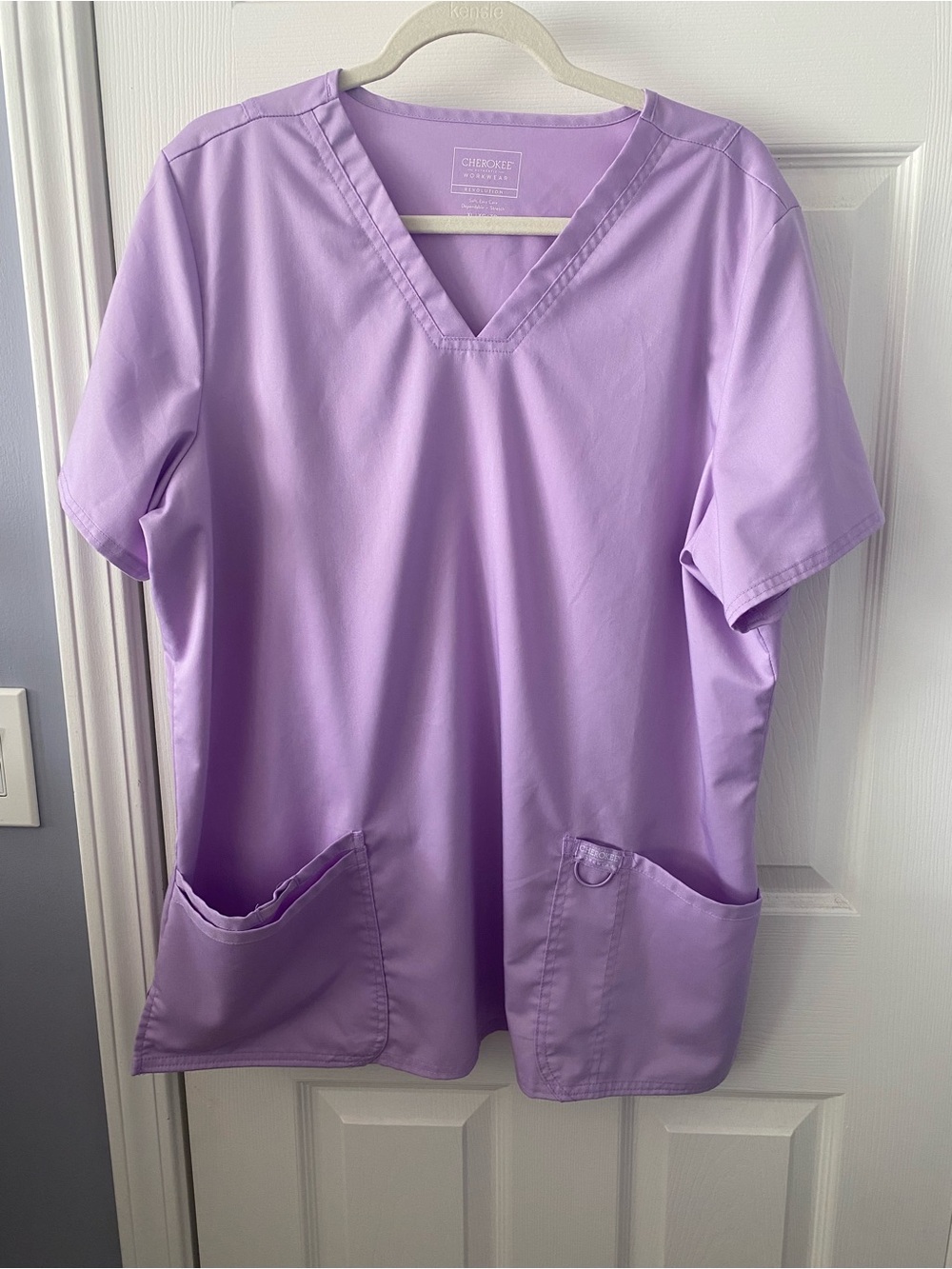 Cherokee Lavender Medical Scrub Top with Utility D-Ring